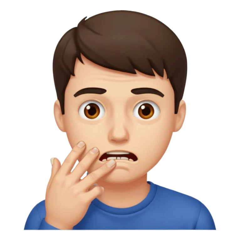 Day dreaming of a guy while biting nail sticker