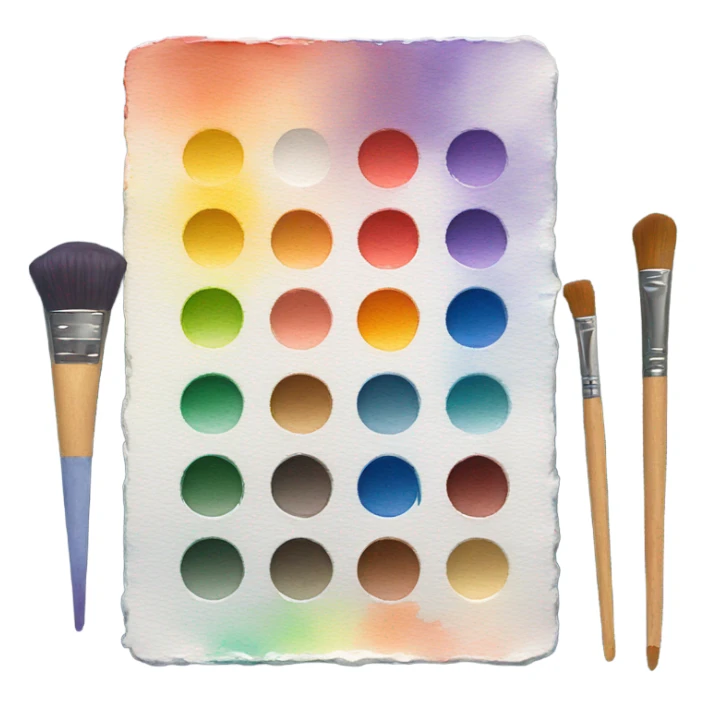 watercolor paint palette and paintbrush sticker