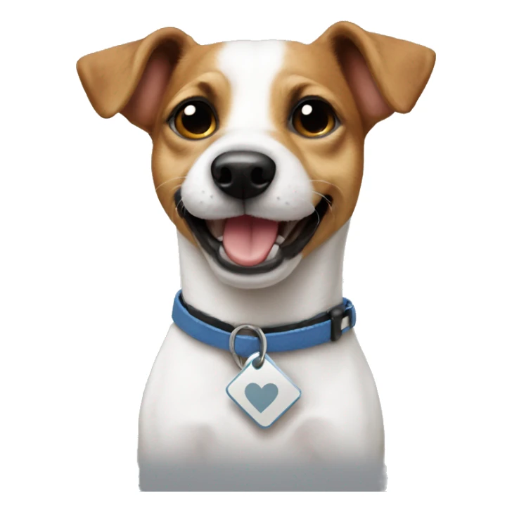 Jack russel that hold a label I love you sticker