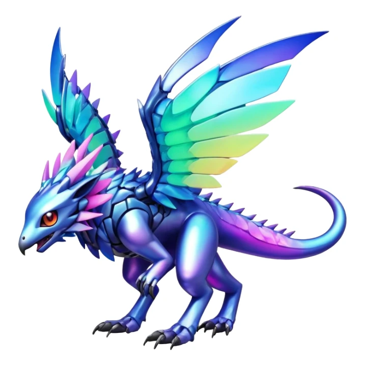  colorful modern cyber-Fakémon-Digimon-Trico-Vernid-creature (full body) sticker
