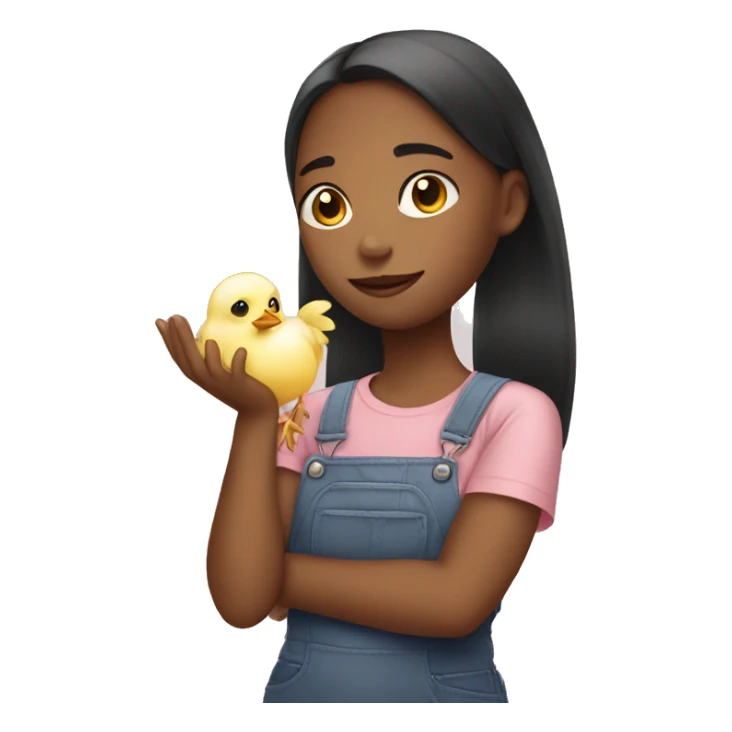 Girl with one hand on chick sticker