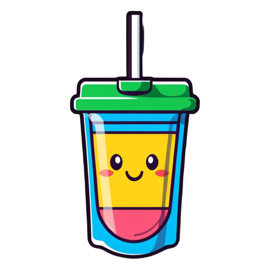 Capri Sun juice pouch with straw, playful and colorful sticker