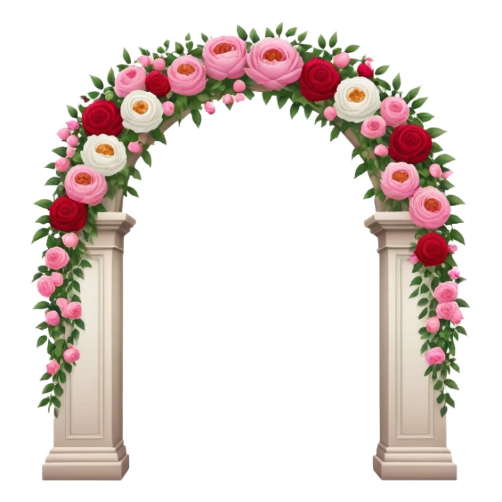 White tall archway with romantic pink and red flowers  sticker