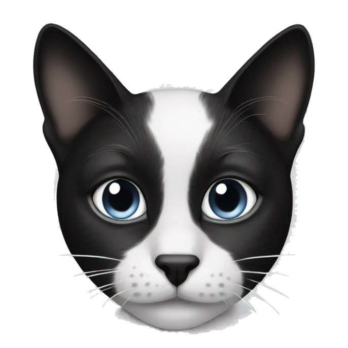 Black and white cat with black freckle on face sticker