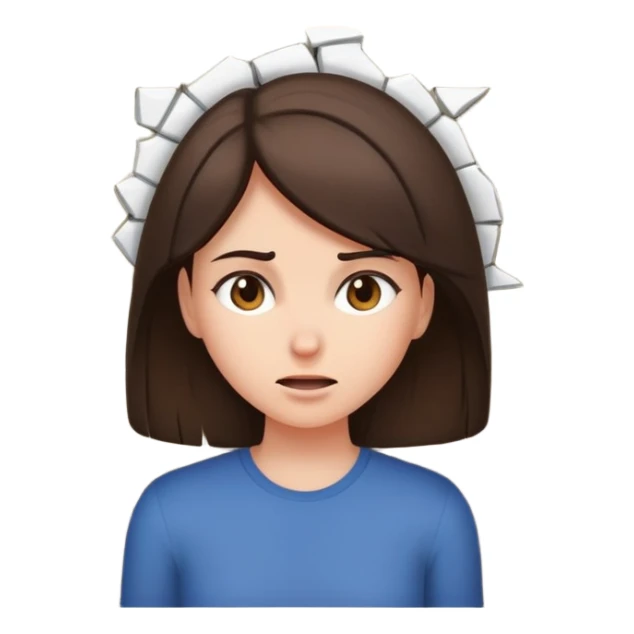 Sideways emoji A brunette hitting her head on a wall sticker