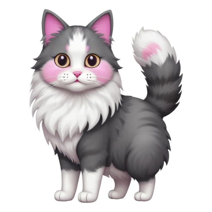full body half dark grey and half white cat sticker