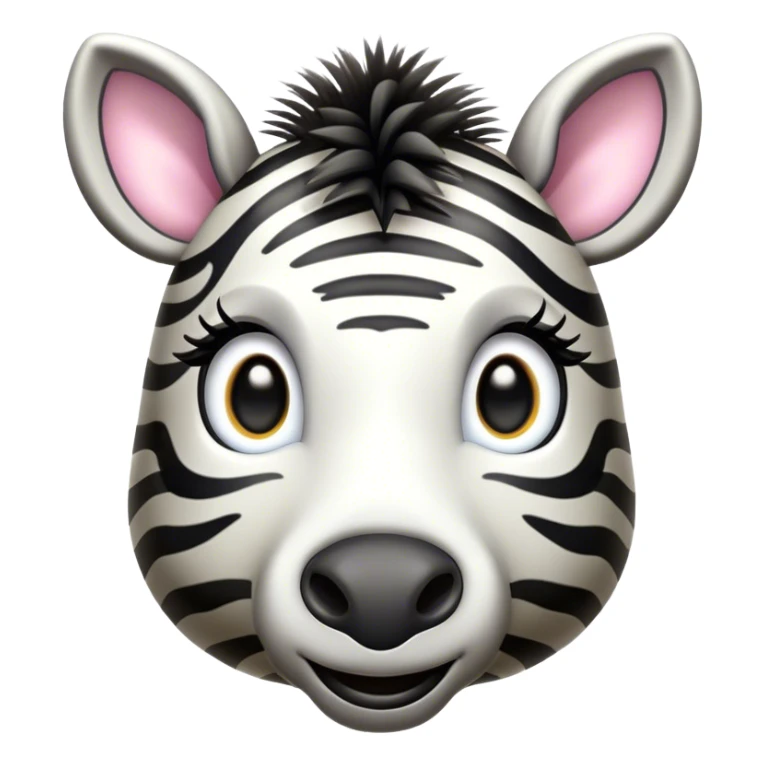 Cinematic Cute Zebra Portrait Emoji, Head tilted playfully and inquisitively, featuring a glossy, intricately striped Fur of black and white with round, sparkling eyes filled with curious wonder, Simplified yet irresistibly adorable features, highly detailed, glowing with a warm, friendly glow, high shine, affectionate and spirited, stylized with a touch of savannah whimsy, bright and endearing, soft glowing outline, capturing the essence of a mischievous yet loving zebra, so playful it feels like it could prance out of the screen and into your arms! sticker
