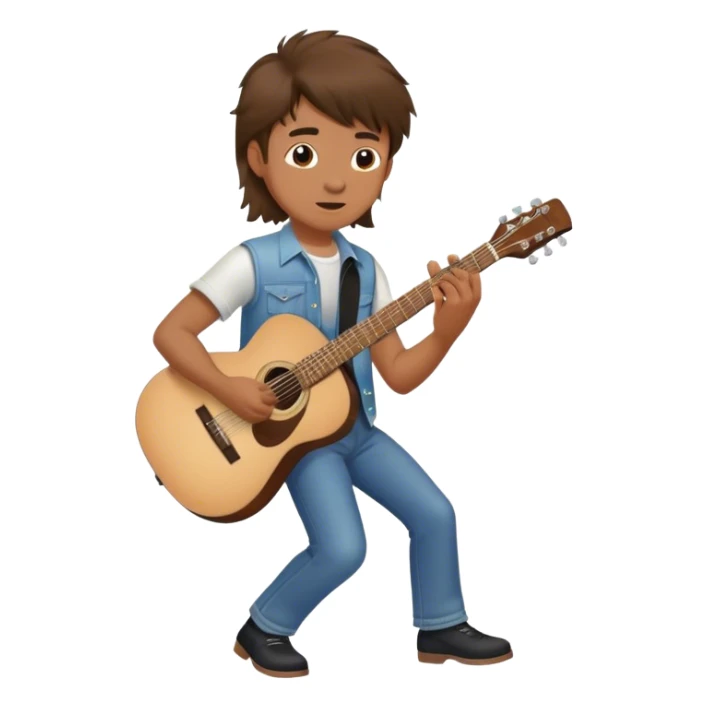boy with mullet brown hair and playing a guitar sticker