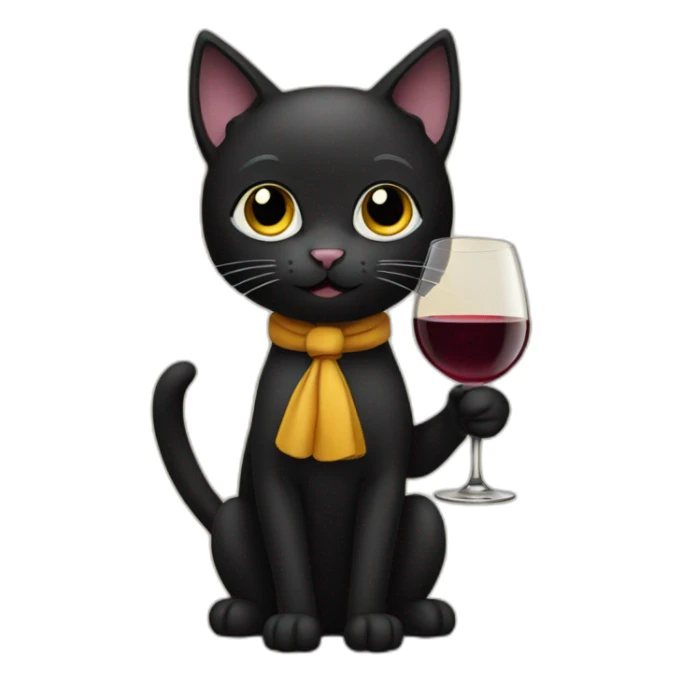 black cat holding a wine glass sticker