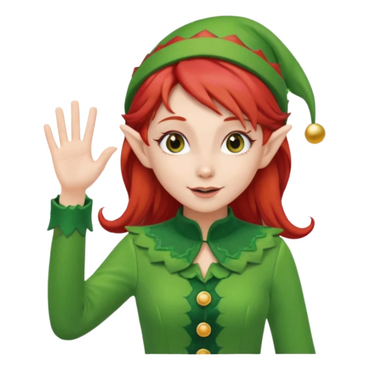 christmas elf girl with red hair, waving  sticker