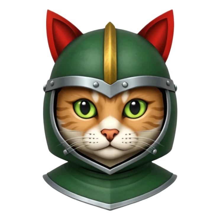 Crea un gato atigrado con armadura y casco medieval  sticker