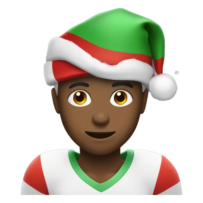 Boy who plays Football With a cristmas hat sticker