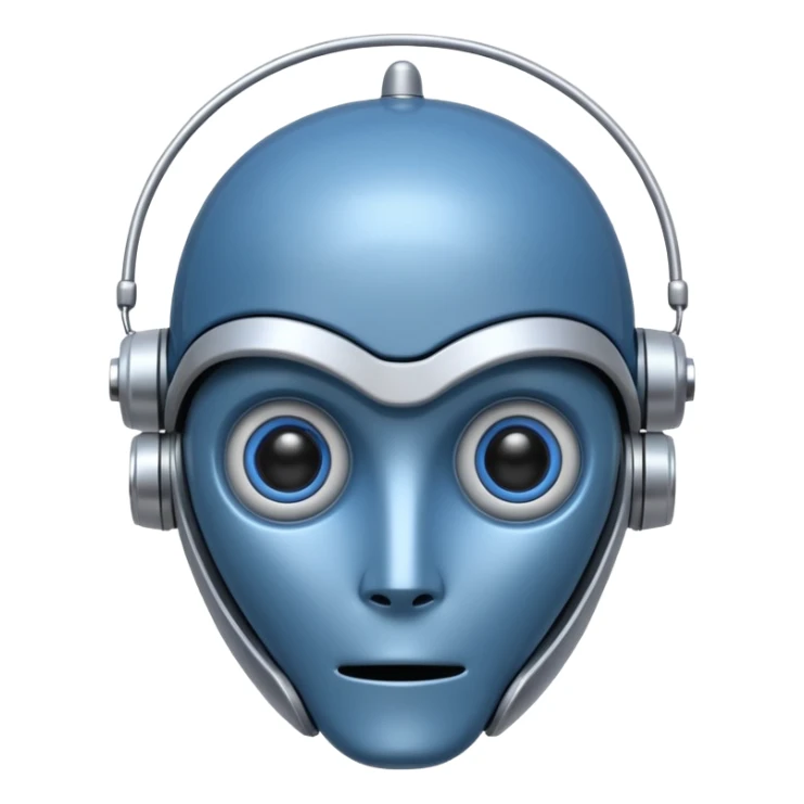 tête de robot cosmonaute bleu et blanc avec une antenne et des yeux fermés sticker