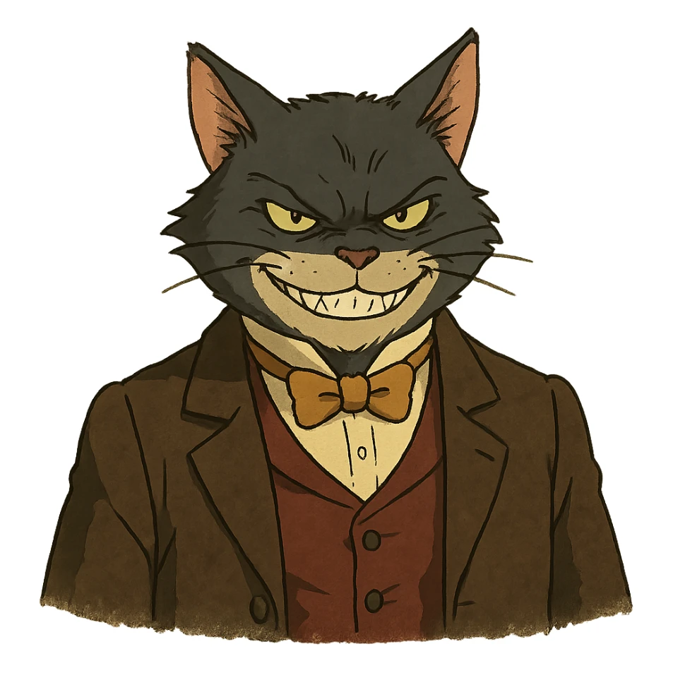 evil British cat sticker