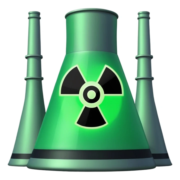 nuclear power plant with a green radioactive glow, emoji style, option 4 sticker