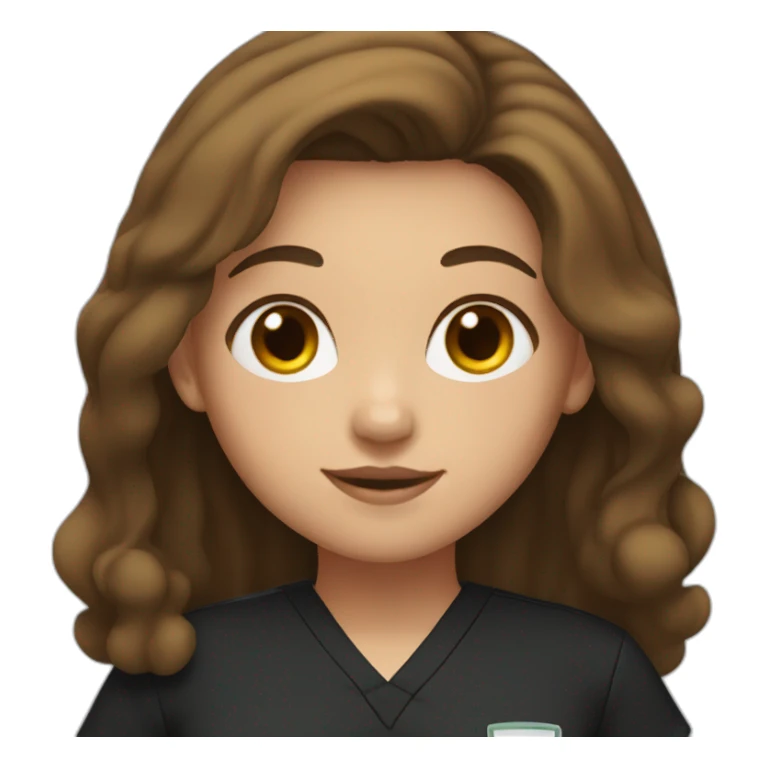 girl with middle part and brown hair in black scrubs sticker