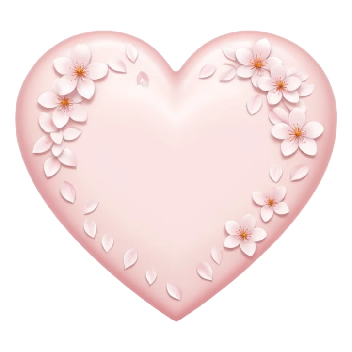 white heart emoji with subtle sakura petal texture sticker