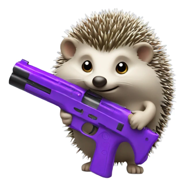hedgehog with purple gun sticker