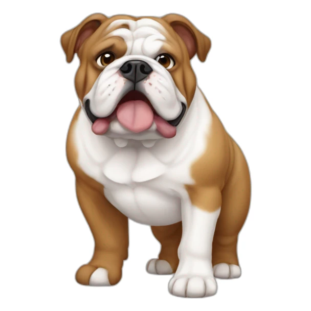 white and brown fat english bulldog sticker
