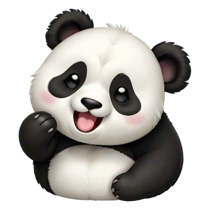 Cinematic Cute Yawning Panda Portrait Emoji, Head tilted slightly with a dramatic, wide-open yawn, showcasing a soft, plush black and white Fur with droopy ears, round eyes barely open in drowsy contentment, Simplified yet irresistibly adorable features, highly detailed, glowing with a soft, cozy glow, high shine, relaxed yet expressive, stylized with a touch of gentle whimsy, bright and endearing, soft glowing outline, capturing the essence of a sleepy yet affectionate panda, so drowsy it feels like it could stretch right out of the screen and curl up for a nap! sticker