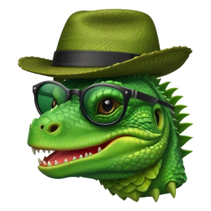 capitalist iguana head with black reflex sunglasses and hat smiling sarcastically sticker