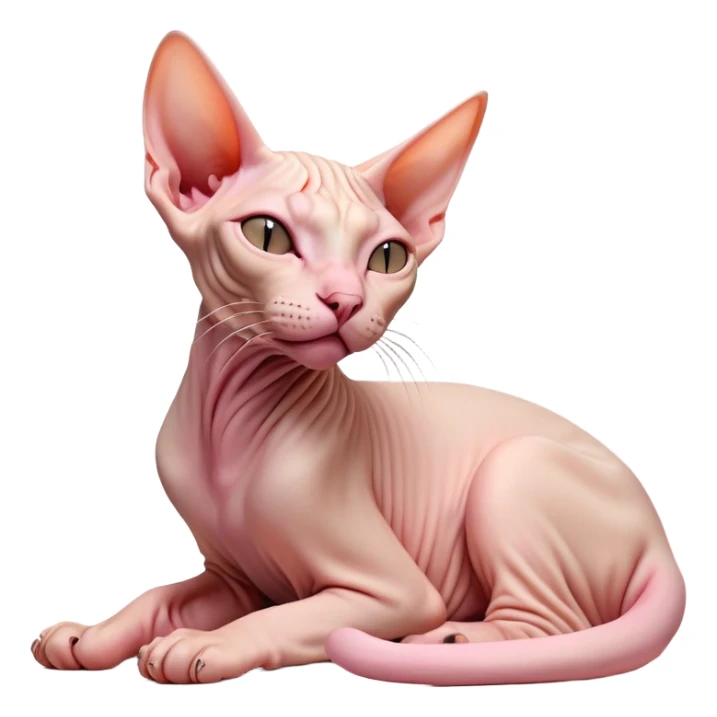 Cinematic Cute Yawning Sphynx Cat Portrait Emoji, Head tilted slightly with a dramatic, wide-open yawn, delicate, hairless skin in soft peach and pink tones, long, elegant limbs stretching lazily, piercing almond-shaped eyes that are barely open, Simplified yet irresistibly adorable features, highly detailed, glowing with a soft, cozy glow, high shine, relaxed yet expressive, stylized with a touch of whimsy, bright and endearing, soft glowing outline, capturing the essence of a sleepy yet affectionate kitty, so drowsy it feels like it could stretch right out of the screen and curl up for a nap! sticker