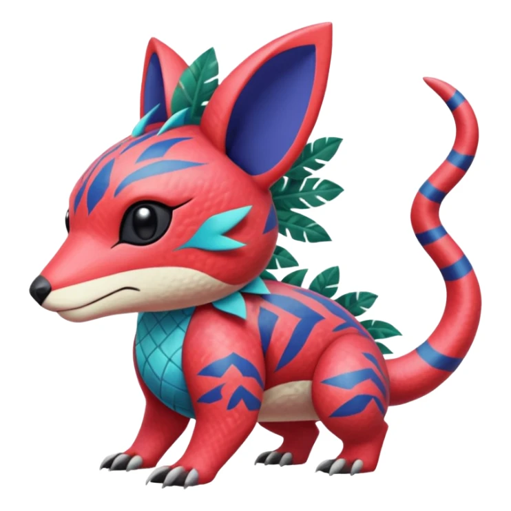  Patterned stitched exotic tropical cyber-Sleuth-Loyd-Garmaddon-Litten-Linoone-Noibat-Fakémon-Pokémon-Vernid-creature sticker