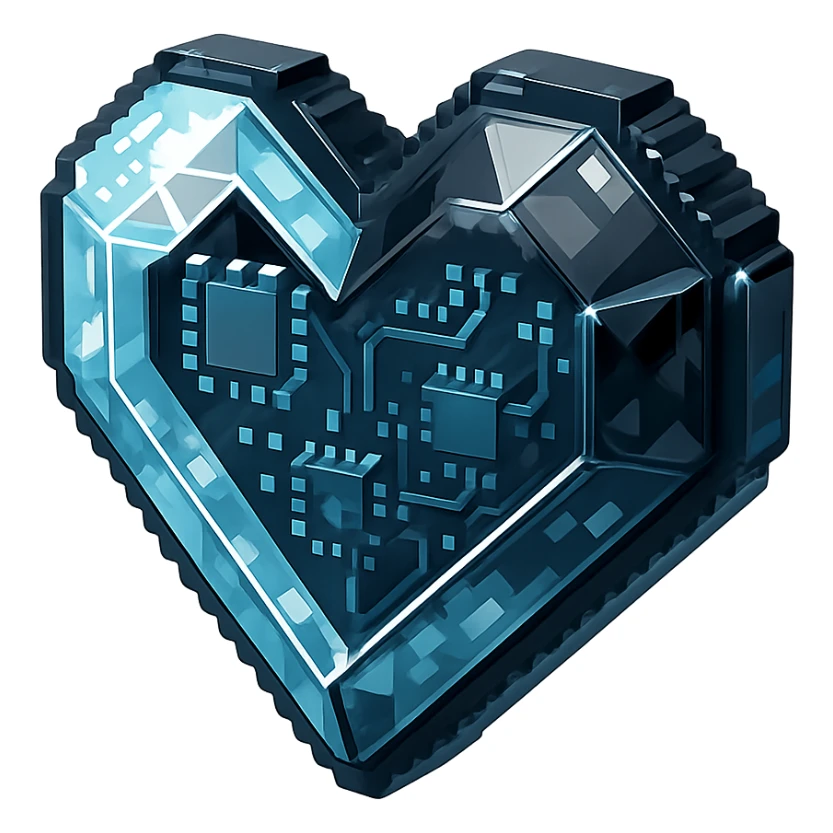 Make the heart-shaped diamond cut black with a glossy effect, keep the style and transparent background. sticker