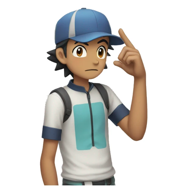 Pokemon ash putting hands on his face saying shhhh sticker