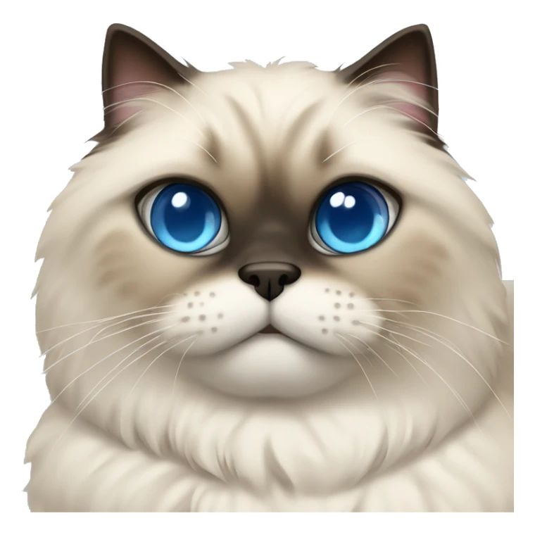 short-haired himalayan cat with blue eyes laying on back showing belly sticker