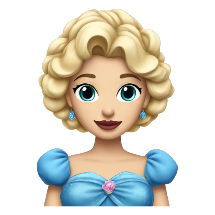 Cenicienta con vestido azul y labios rosas  sticker