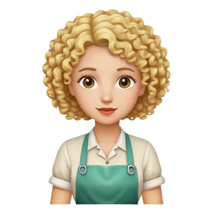 Blonde curly limón hair lady with a handicraft apron sticker