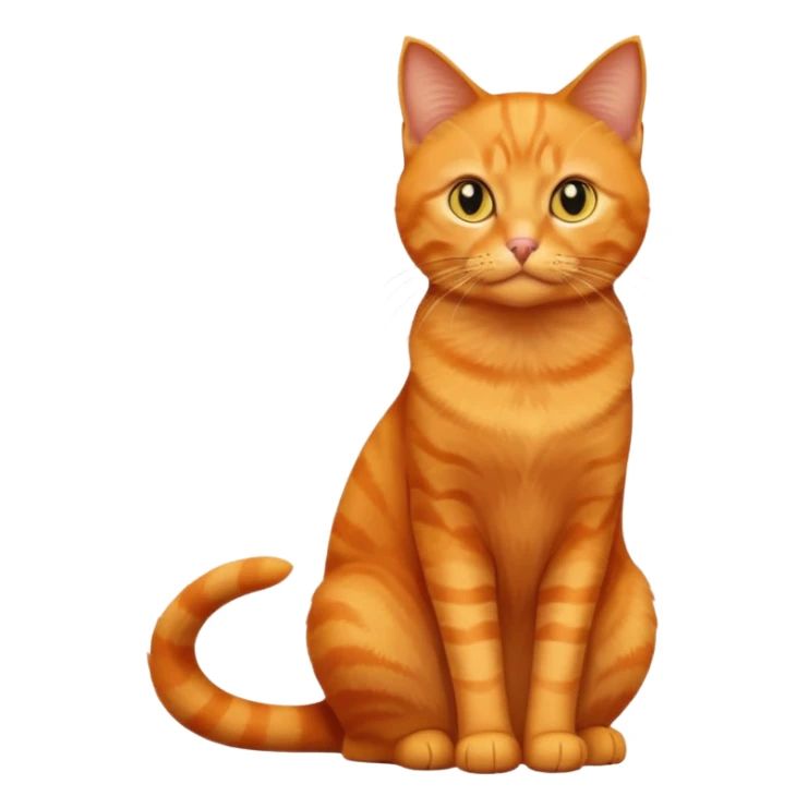full body solid orange domestic shorthair slim cat with yellow/orange eyes sitting sticker