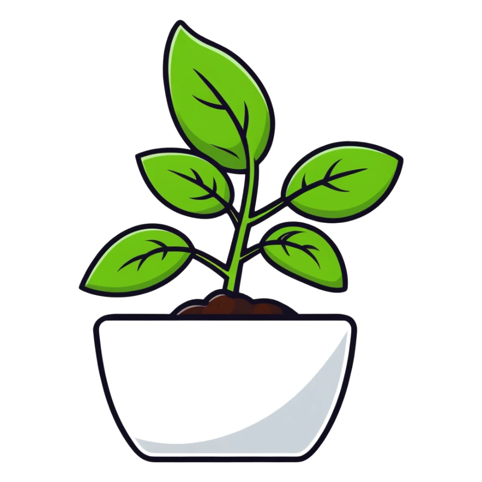 Fresh basil plant with green leaves sticker