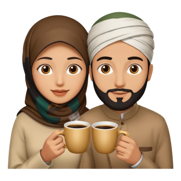 muslim couple beautiful finish drink coffee  sticker