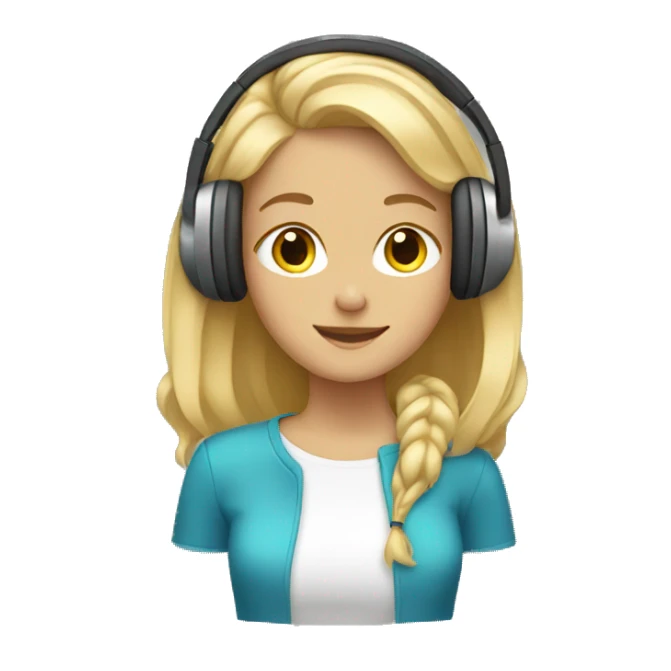 blonde girl with headphones sticker