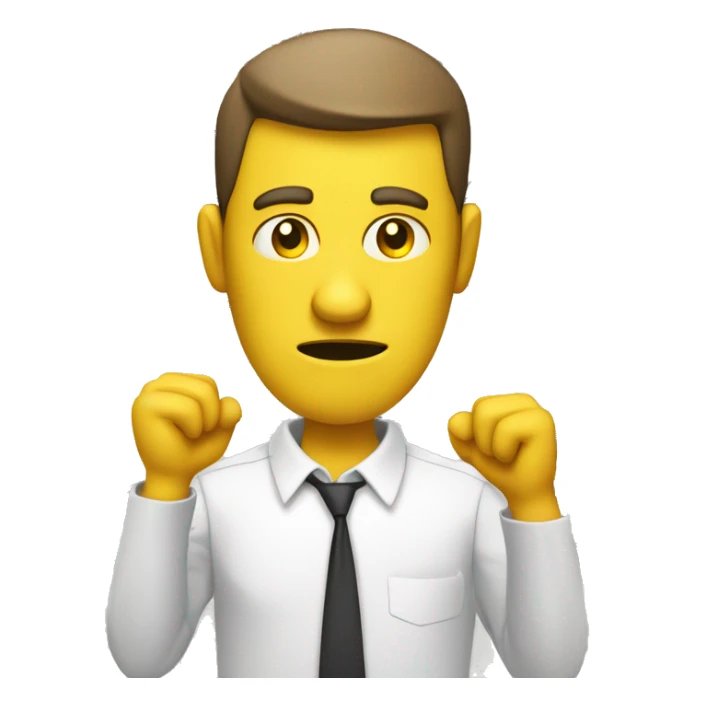 A yellow cartoon man facing forward holds a "MUGSHOT" sign with both hands. His expression is neutral or slightly serious, and he wears a simple shirt or t-shirt. sticker