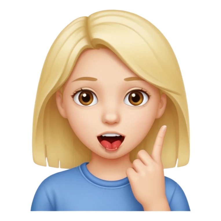 Girl who is putting her finger between her teeth sticker