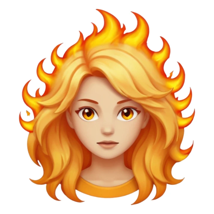 Woman with hair on fire sticker