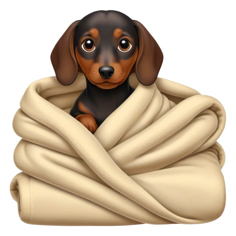 a black and a brown dachshund wrapped in a blanket sticker