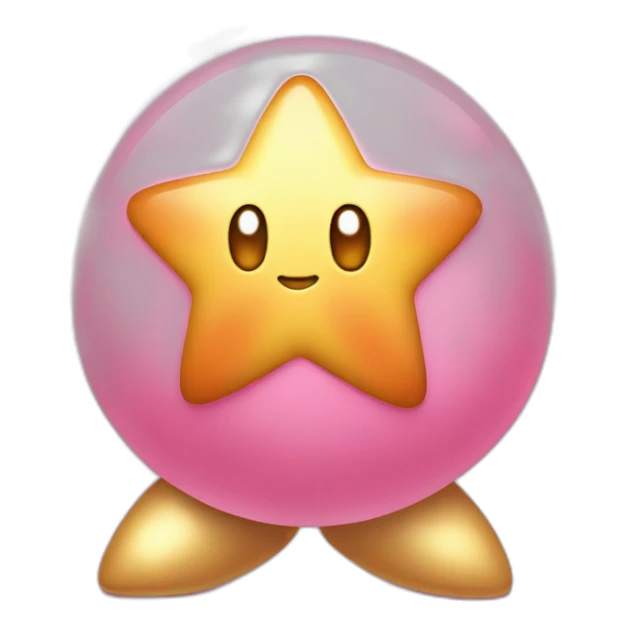 clean cute happy Kirby with a golden star emote sticker