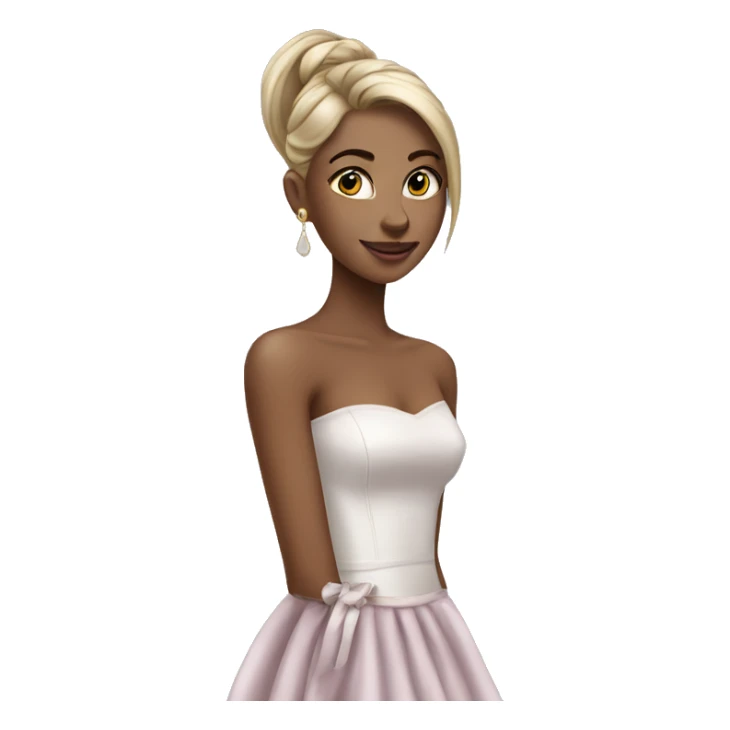 elegant girl in strapless dress long ponytail sticker