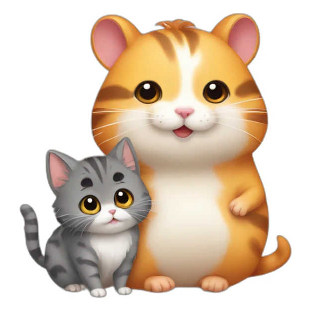  a hamster and a cat who love each other sticker