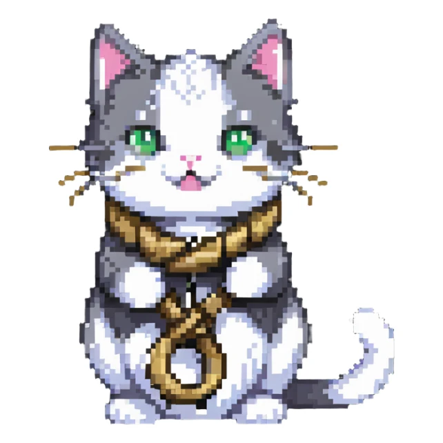 a cute cat holding rope in his hand sticker