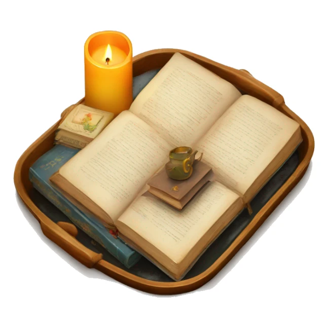vintage tray with books and candle sticker