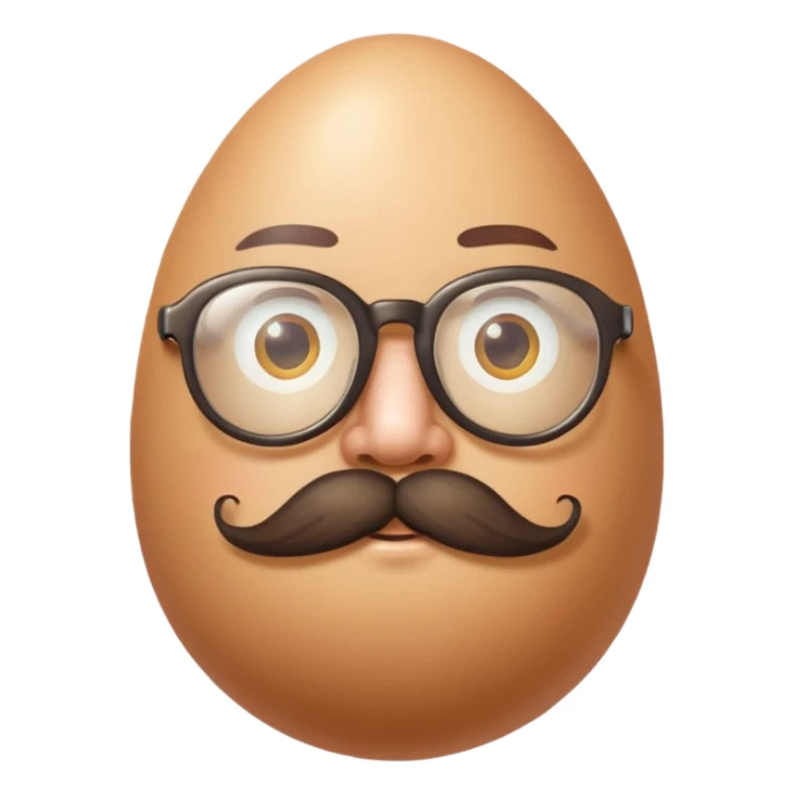 uovo con baffi e occhialino epoca sticker