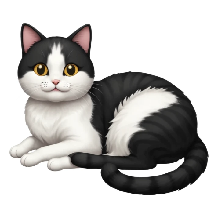 “A black and white cat lying on its back, basking in the sunlight.” sticker
