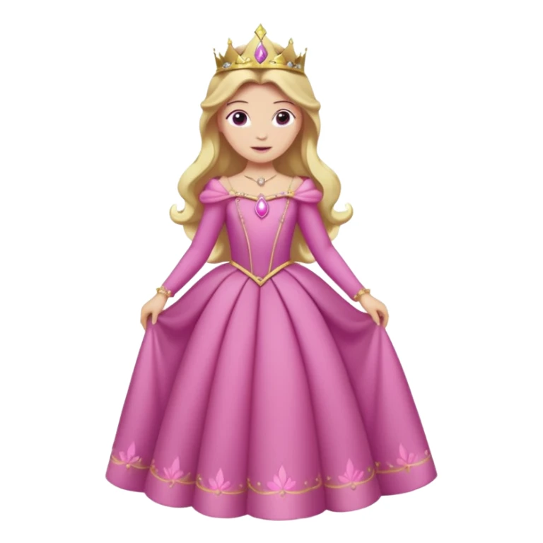 Princesa aurora Disney com vestido rosa escuro de manga comprida rosa claro com tiara pequena e dourada de corpo inteiro com olhos lilás sticker