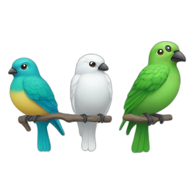 4 bird the color are two Blue one White and one Green  sticker
