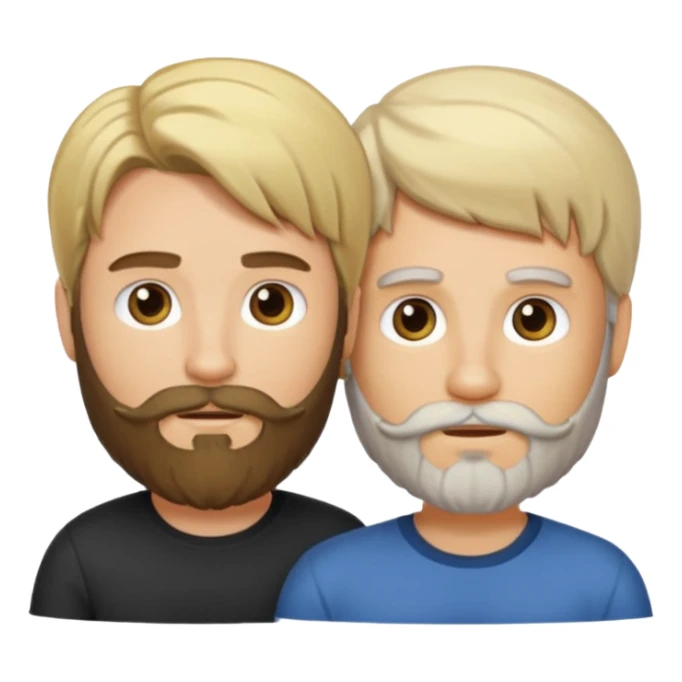 Man with a beard and long hair gathered with another short-haired blond man sticker